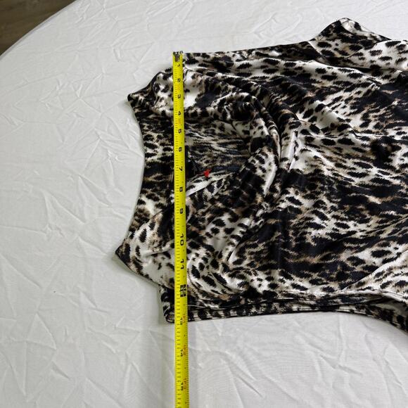 Silky black brown white leopard print blouse - Picture 7 of 7